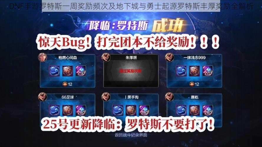 DNF手游罗特斯一周奖励频次及地下城与勇士起源罗特斯丰厚奖励全解析